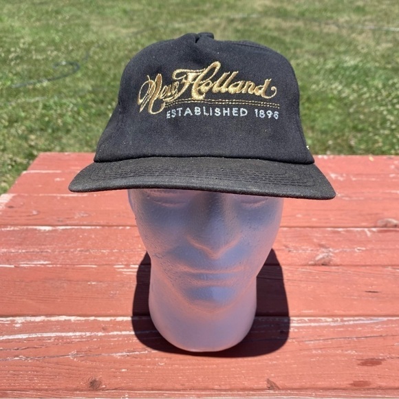 Vintage New Holland 100th Anniversary Hat K Products Snap Back Black Gold